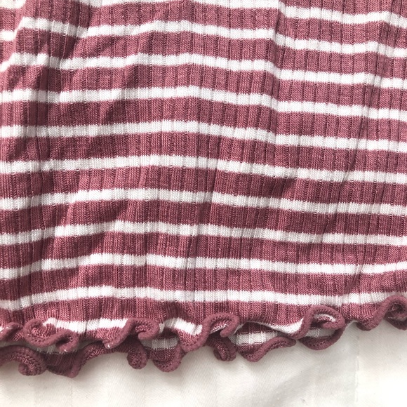 SOLD Forever 21 Mauve Striped Lettuce Edge Dress - Picture 3 of 5